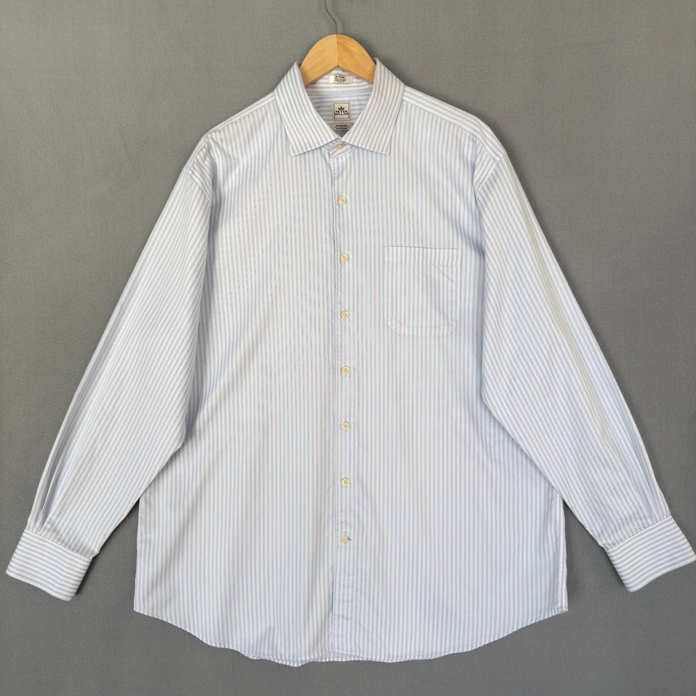 Peter Millar Dress‎ Shirt Mens Striped Nanoluxe Easycare 100% Cotton Sz 18/XLong